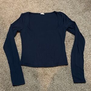 Garage Navy Long Sleeve Square Neck Medium